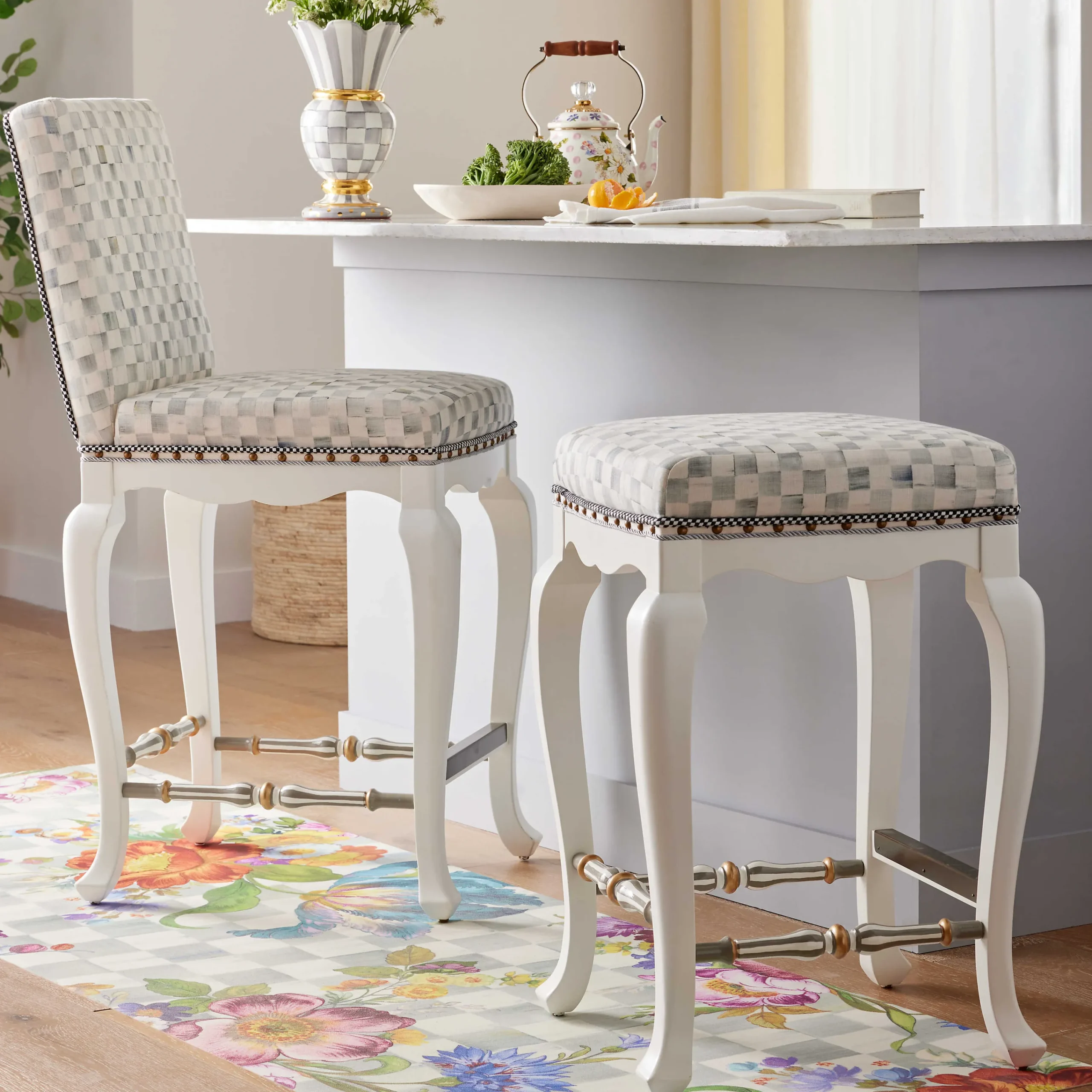 MacKenzie-Childs Dining Room & Kitchen<Sterling Check Counter Stool
