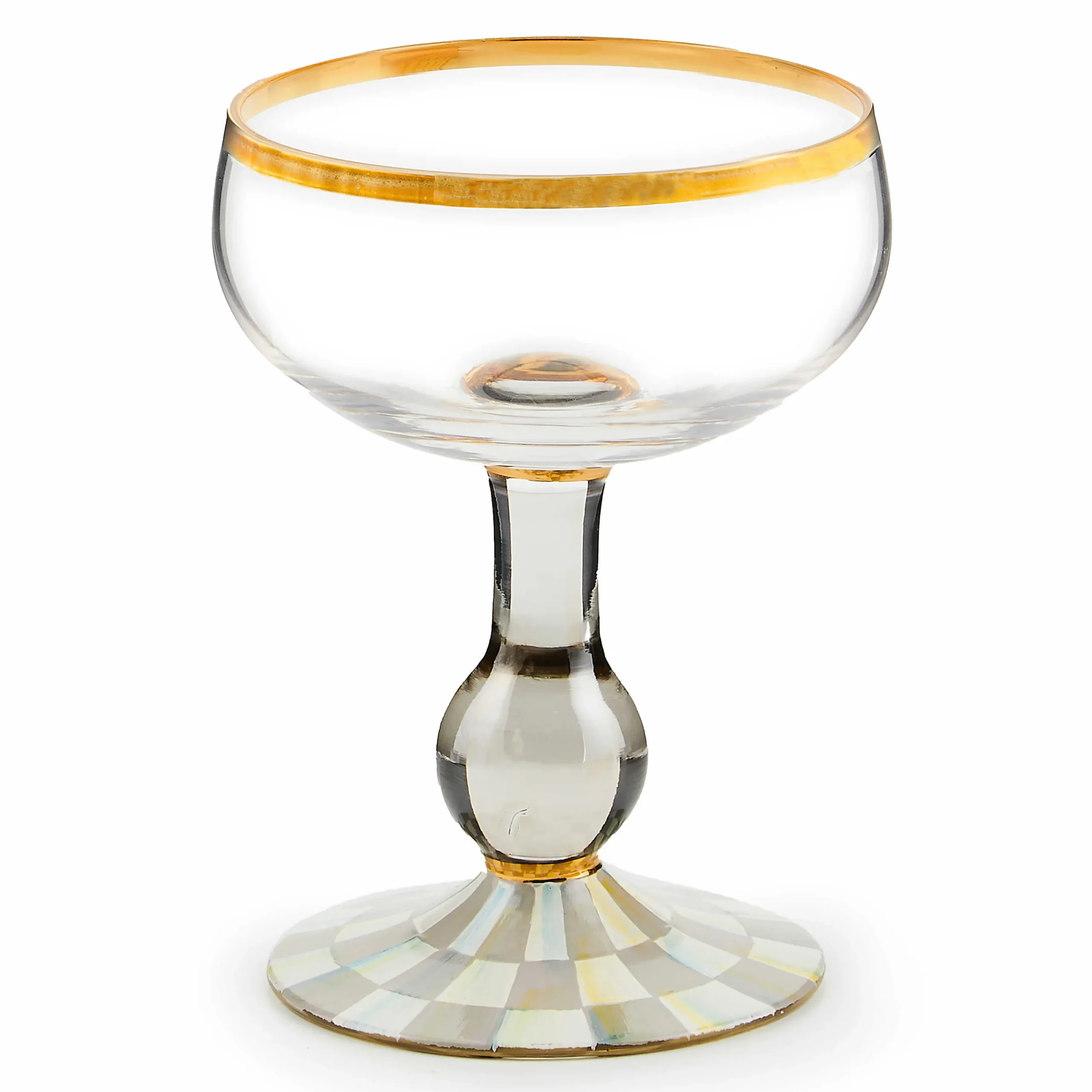 MacKenzie-Childs Fall Entertaining|Drinkware<Sterling Check Coupe Glass