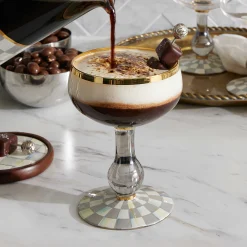 MacKenzie-Childs Fall Entertaining|Drinkware<Sterling Check Coupe Glass