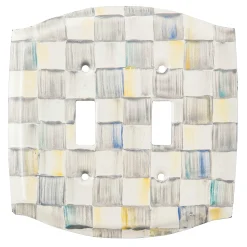 MacKenzie-Childs Finishing Touches|Room Accents<Sterling Check Double Toggle Switch Plate
