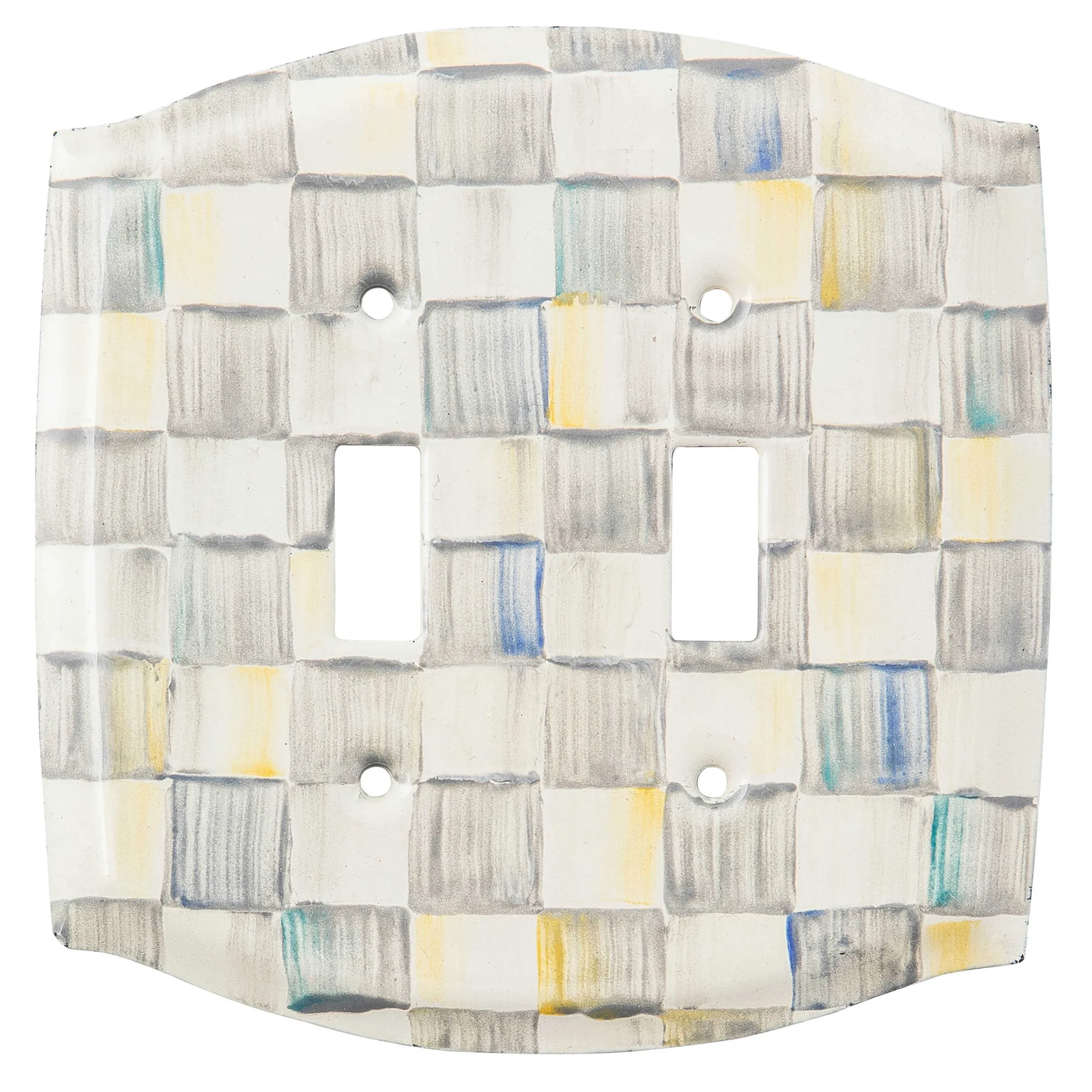 MacKenzie-Childs Finishing Touches|Room Accents<Sterling Check Double Toggle Switch Plate