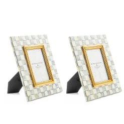 MacKenzie-Childs Decor Sets|Room Accents<Sterling Check Enamel 4 x 6 Frames, Set of 2