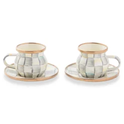 MacKenzie-Childs The Coffee Shop|Drinkware<Sterling Check Espresso Cup  Saucer Set
