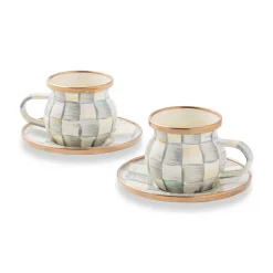 MacKenzie-Childs The Coffee Shop|Drinkware<Sterling Check Espresso Cup  Saucer Set