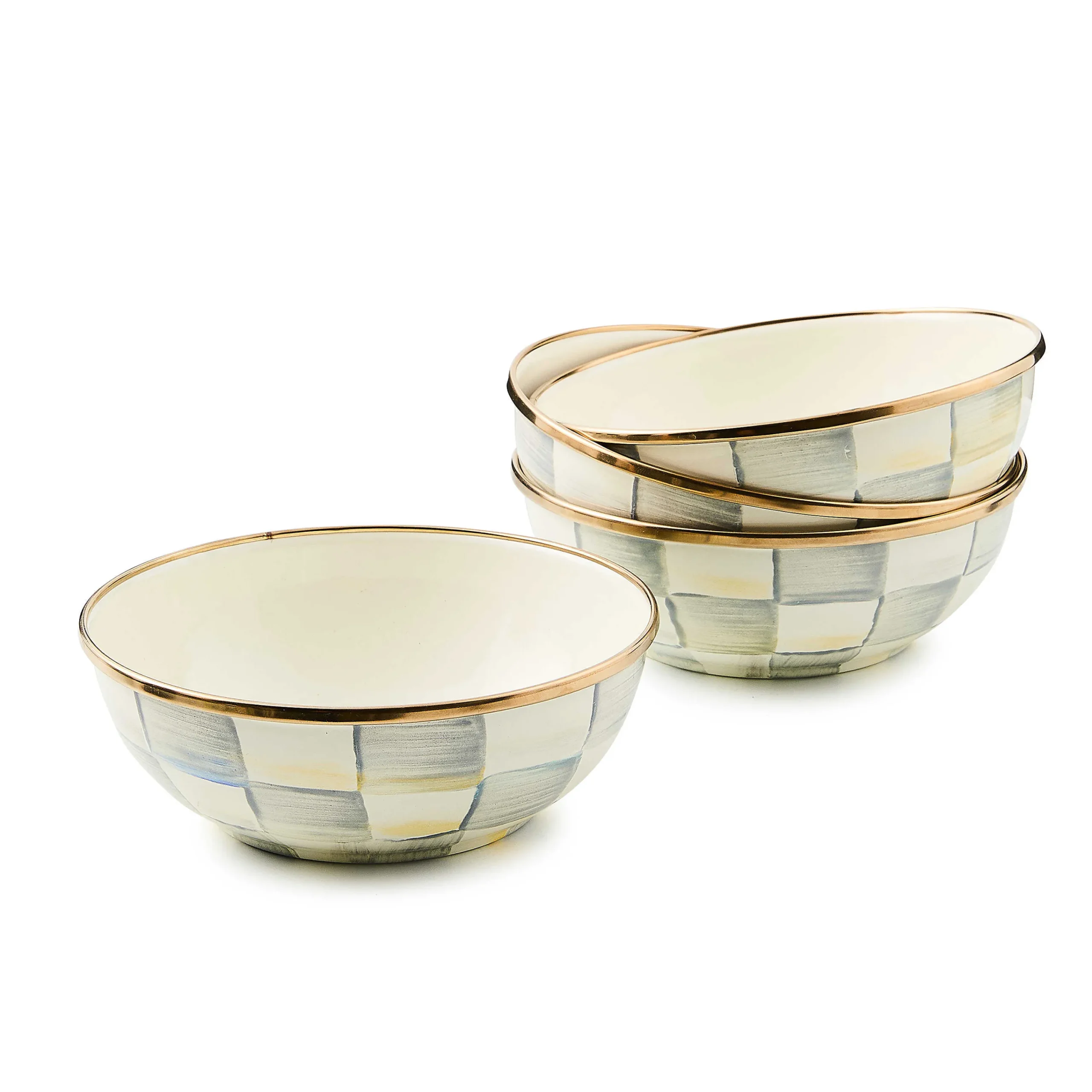 MacKenzie-Childs Kitchen & Dining Sets|Fall Entertaining<Sterling Check Everyday Bowls, Set of 4