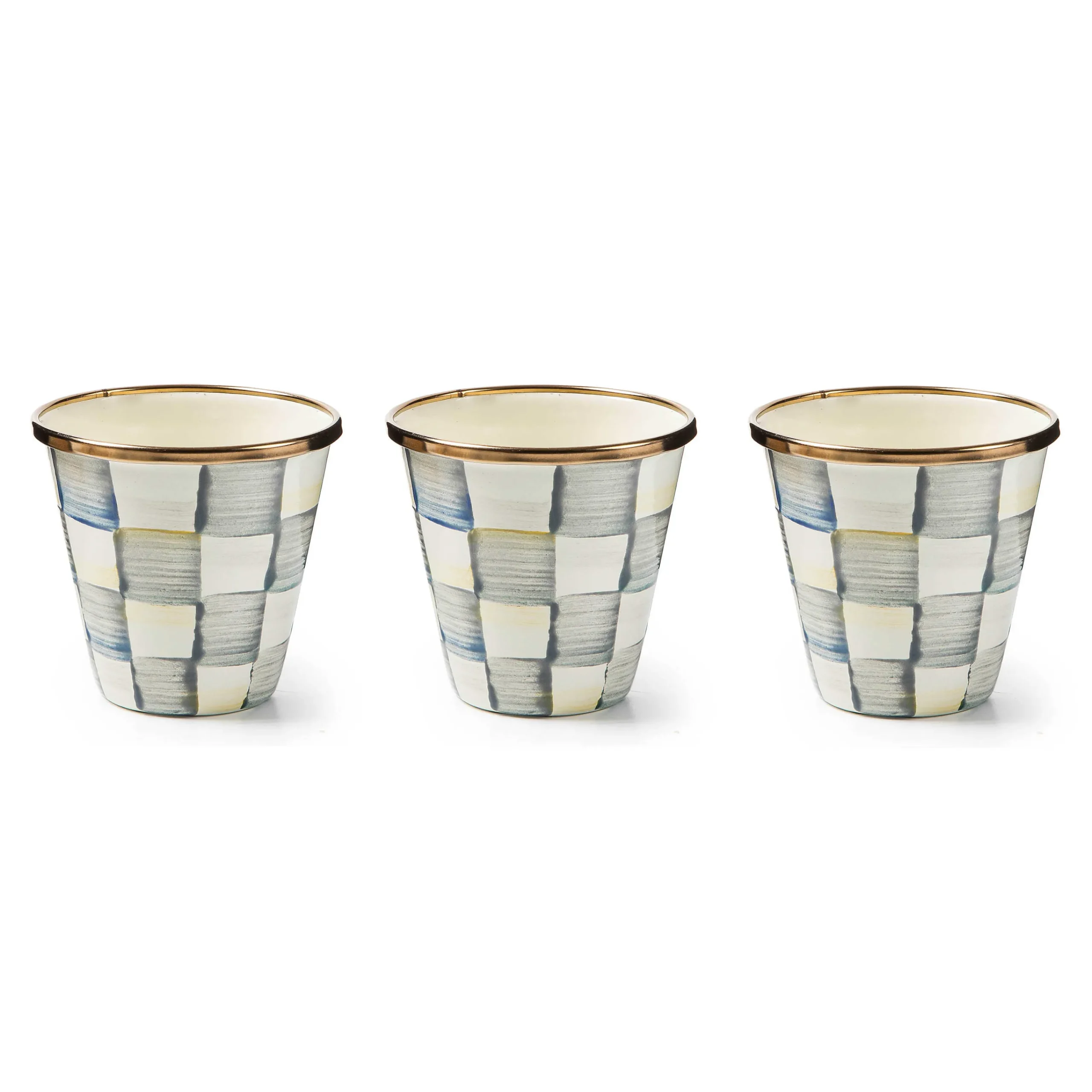 MacKenzie-Childs Spring|The Fall Shop<Sterling Check Herb Pots, Set of 3