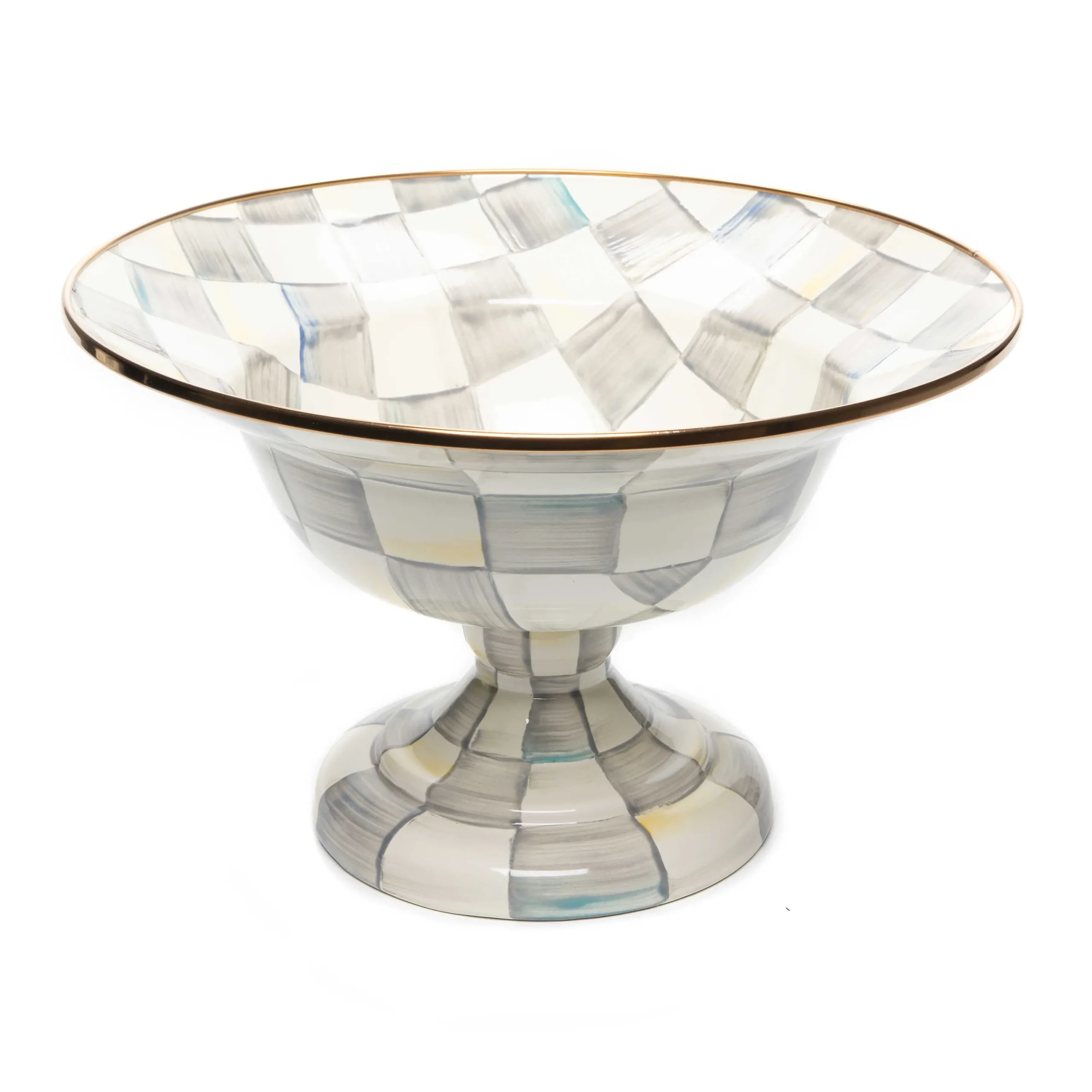 MacKenzie-Childs Serveware<Sterling Check Large Compote