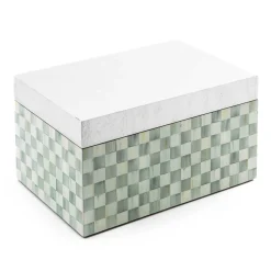 MacKenzie-Childs Bath & Bath Accessories<Sterling Check Large Lacquer Decorative Box with Silver Lid