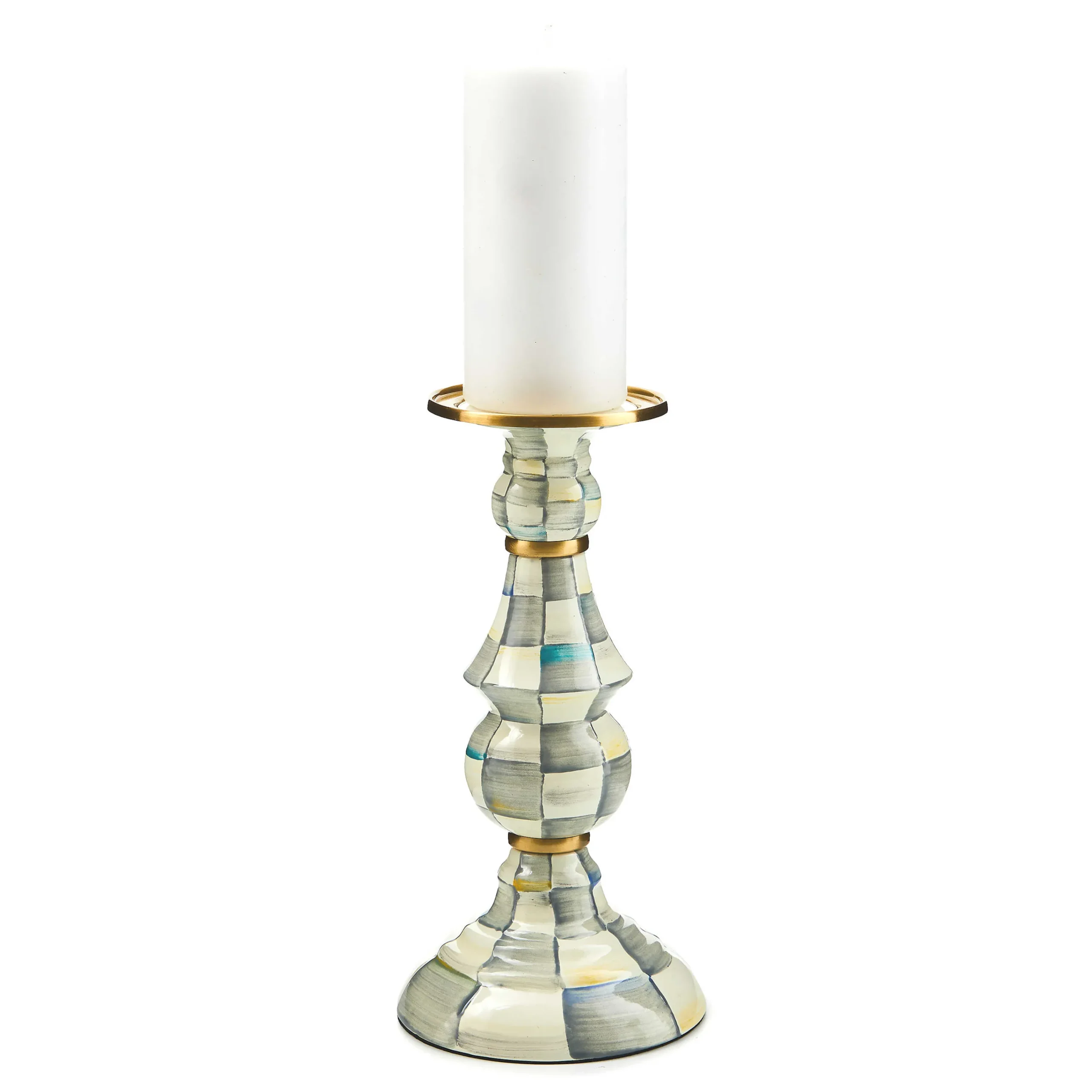 MacKenzie-Childs Candles & Fragrances<Sterling Check Large Pillar Candlestick