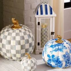 MacKenzie-Childs Pumpkins|The Halloween Shop<Sterling Check Large Pumpkin