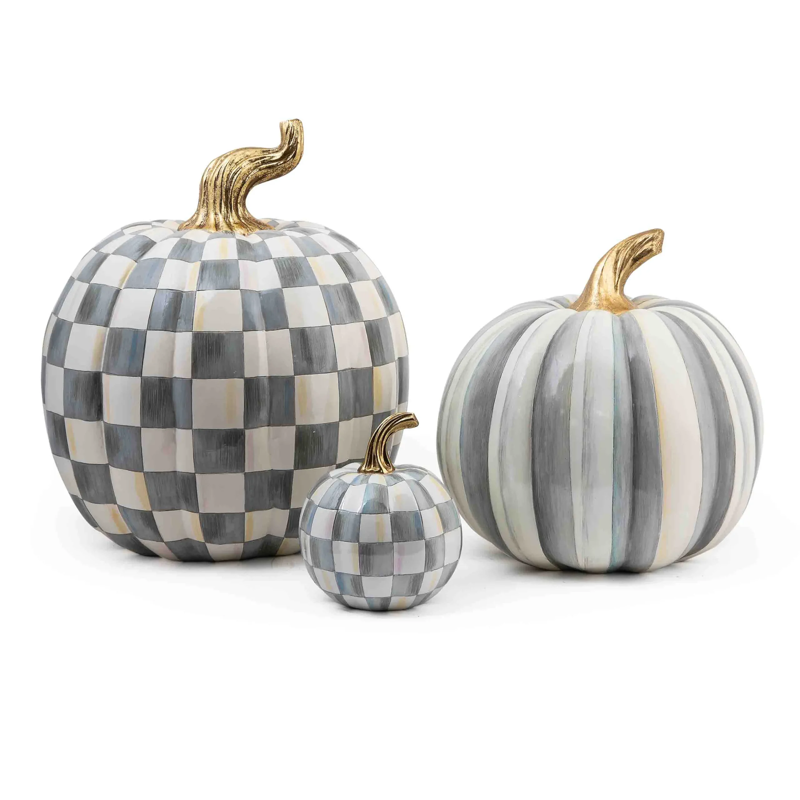 MacKenzie-Childs Pumpkins|The Halloween Shop<Sterling Check Large Pumpkin