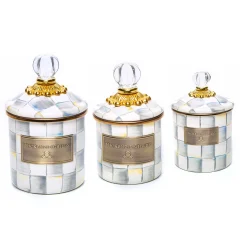 MacKenzie-Childs Kitchen & Dining Sets|Kitchen Storage & Organization<Sterling Check Little Canisters, Set of 3