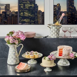 MacKenzie-Childs Serveware<Sterling Check Mini Pedestal Platter