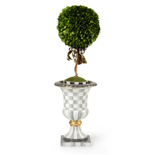 MacKenzie-Childs Outdoor|Room Accents<Sterling Check Pedestal Tabletop Urn