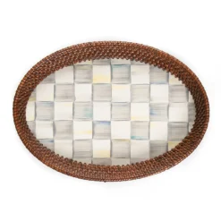 MacKenzie-Childs The Coffee Shop|Bar Entertaining<Sterling Check Rattan  Enamel Small Serving Tray