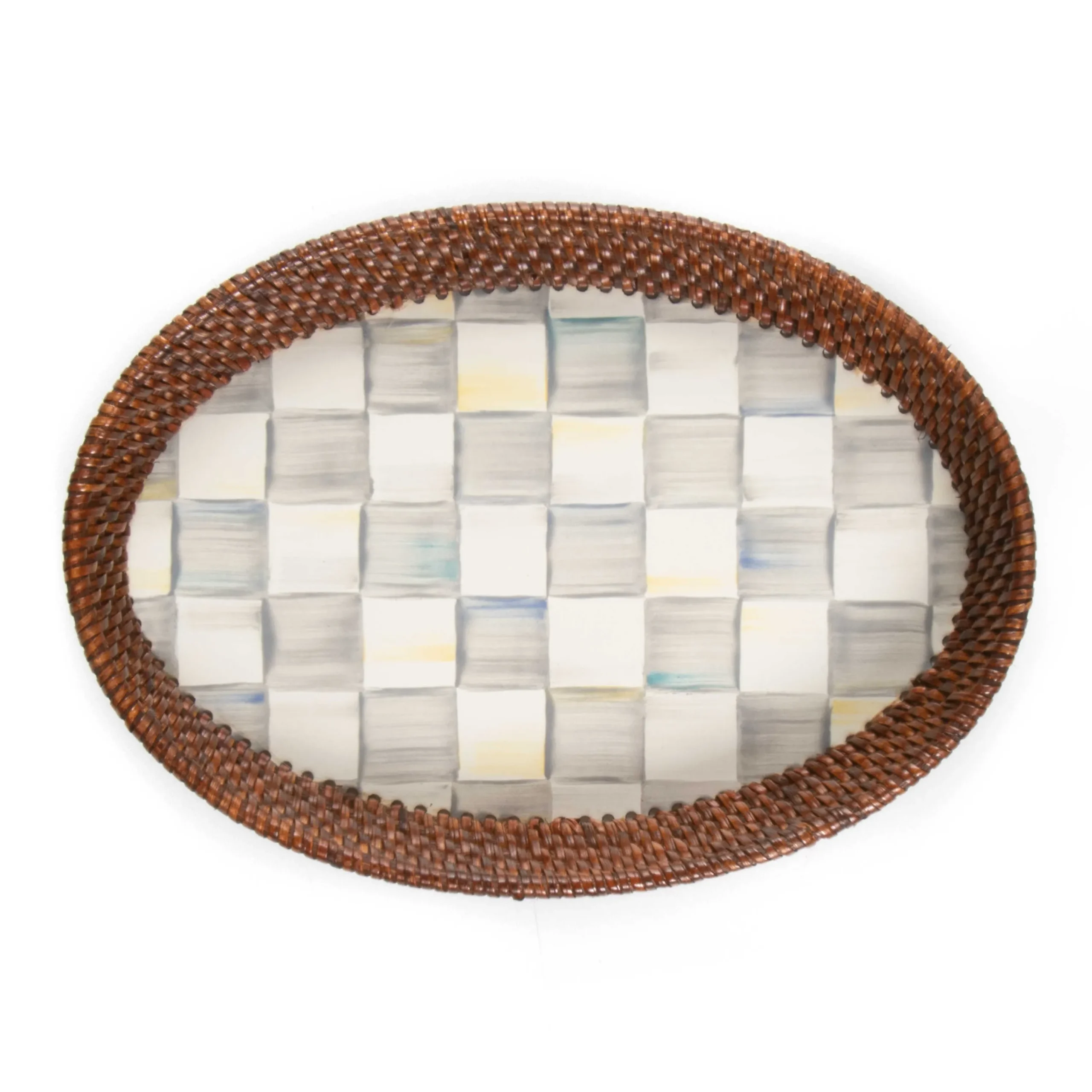 MacKenzie-Childs The Coffee Shop|Bar Entertaining<Sterling Check Rattan  Enamel Small Serving Tray