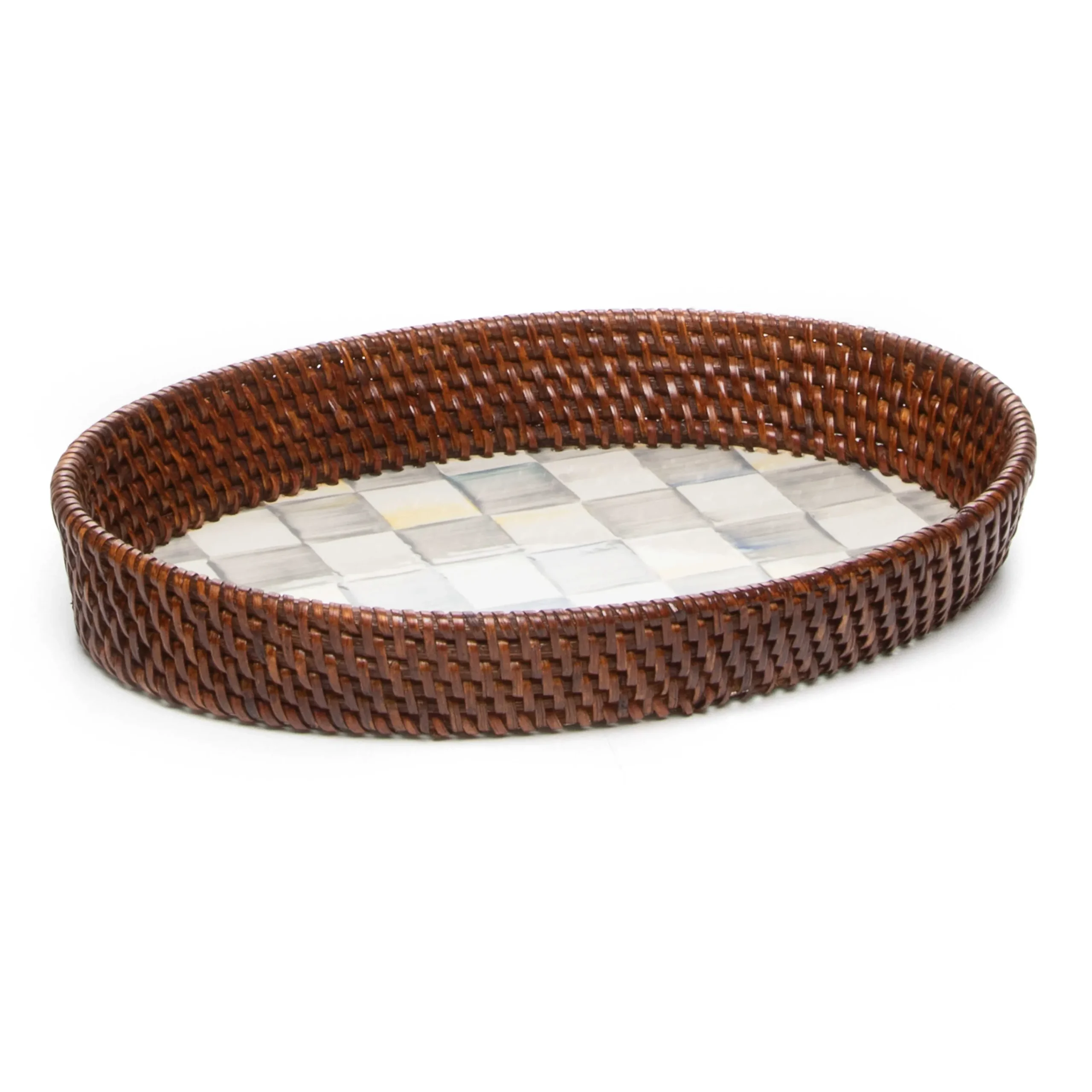 MacKenzie-Childs The Coffee Shop|Bar Entertaining<Sterling Check Rattan  Enamel Small Serving Tray