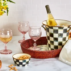 MacKenzie-Childs Bar Entertaining|Serveware<Sterling Check Rattan  Enamel Large Serving Tray