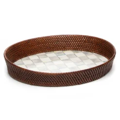 MacKenzie-Childs Bar Entertaining|Serveware<Sterling Check Rattan  Enamel Large Serving Tray