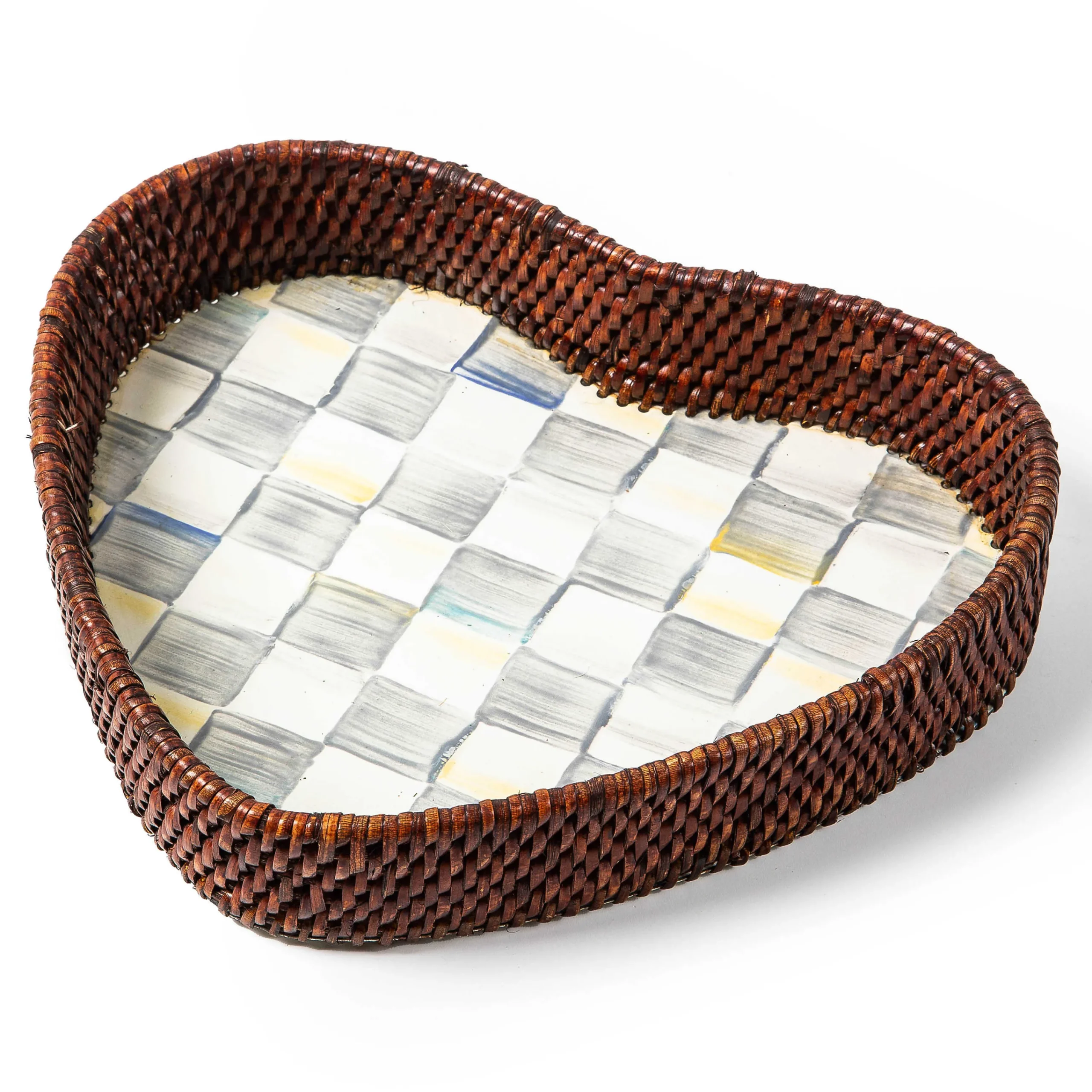MacKenzie-Childs The Coffee Shop|Bar Entertaining<Sterling Check Rattan  Enamel Heart Tray