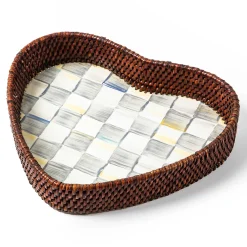 MacKenzie-Childs The Coffee Shop|Bar Entertaining<Sterling Check Rattan  Enamel Heart Tray