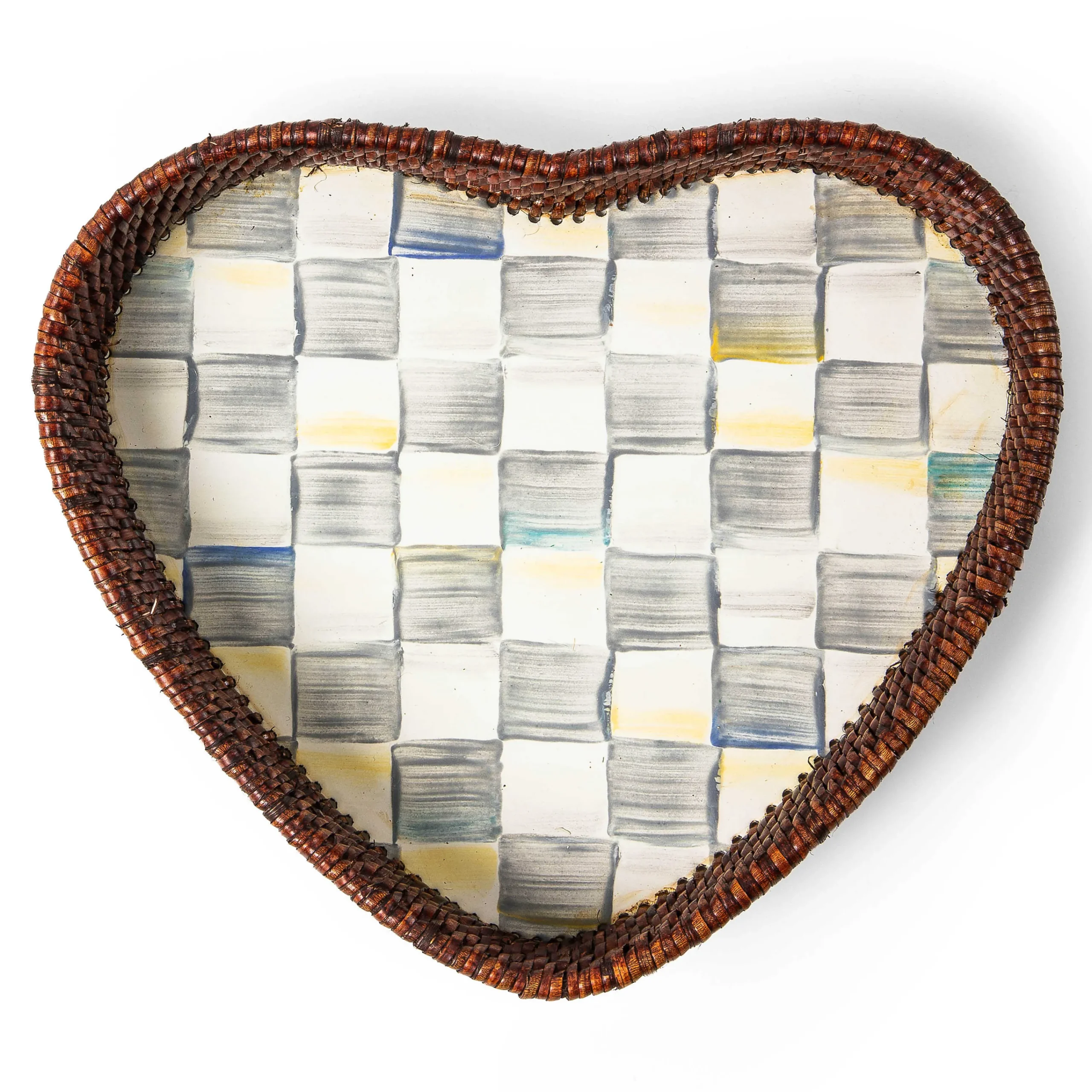 MacKenzie-Childs The Coffee Shop|Bar Entertaining<Sterling Check Rattan  Enamel Heart Tray