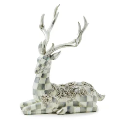 MacKenzie-Childs Holiday|Room Accents<Sterling Check Resting Silver Garland Deer