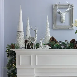 MacKenzie-Childs Holiday|Room Accents<Sterling Check Resting Silver Garland Deer