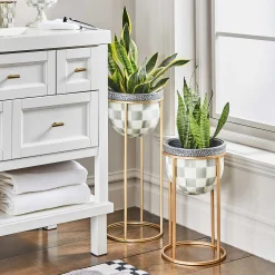 MacKenzie-Childs Outdoor|Room Accents<Sterling Check Short Plant Stand
