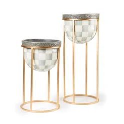 MacKenzie-Childs Outdoor|Room Accents<Sterling Check Short Plant Stand