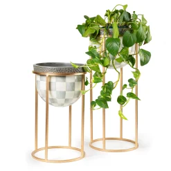 MacKenzie-Childs Outdoor|Room Accents<Sterling Check Short Plant Stand