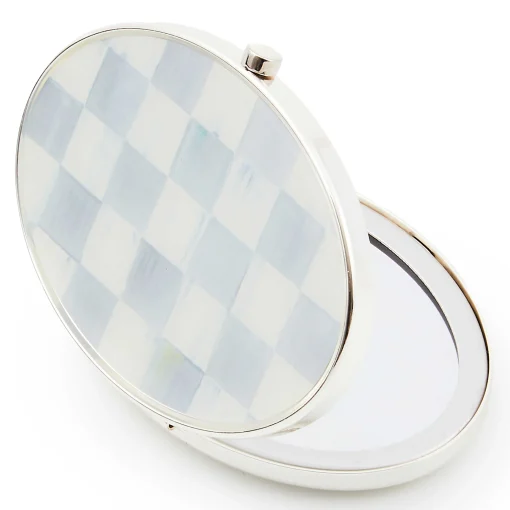 MacKenzie-Childs Accessories<Sterling Check Silver Plated Compact Mirror