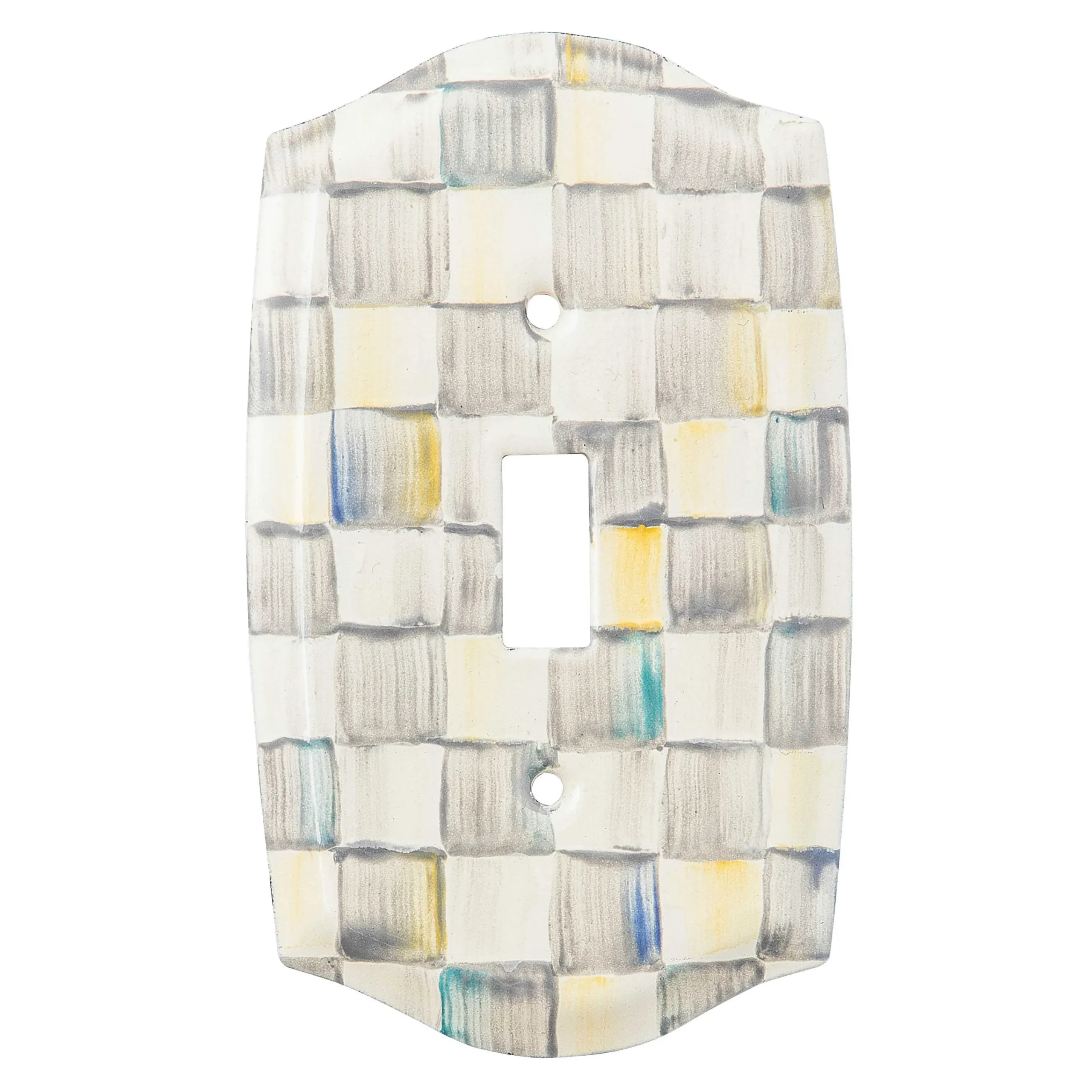MacKenzie-Childs Finishing Touches|Room Accents<Sterling Check Single Toggle Switch Plate
