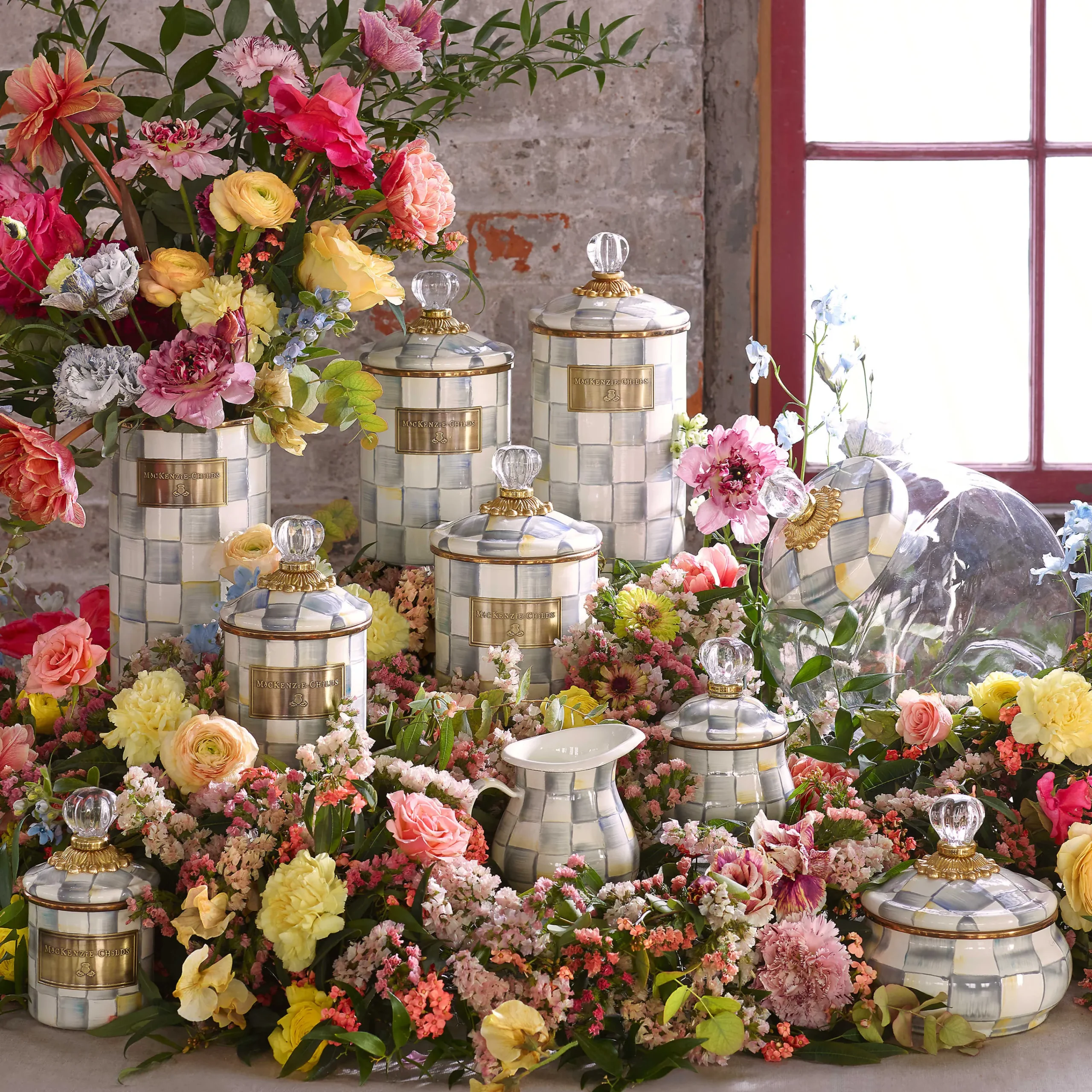 MacKenzie-Childs Room Accents|Kitchen Storage & Organization<Sterling Check Small Canister