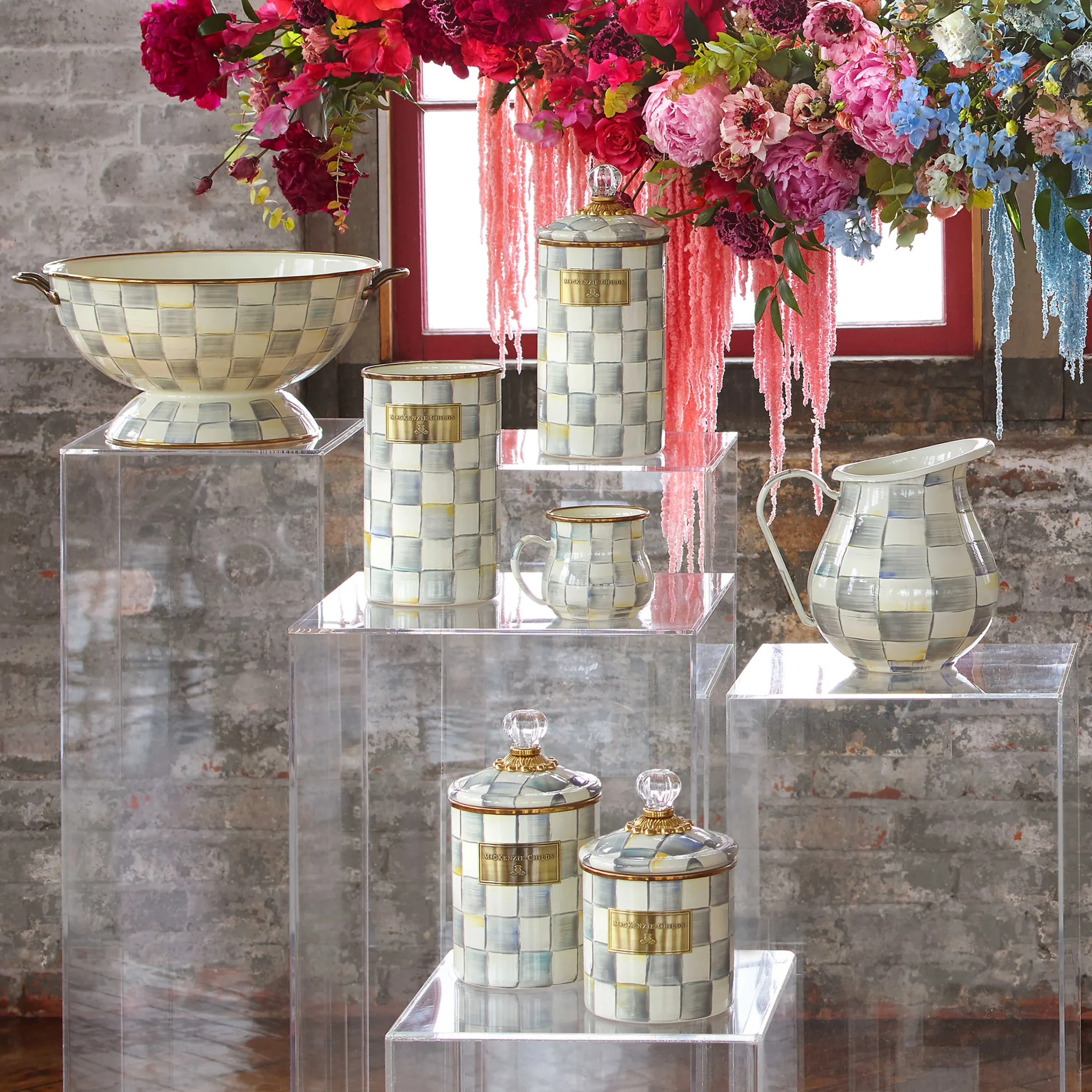 MacKenzie-Childs Room Accents|Kitchen Storage & Organization<Sterling Check Small Canister