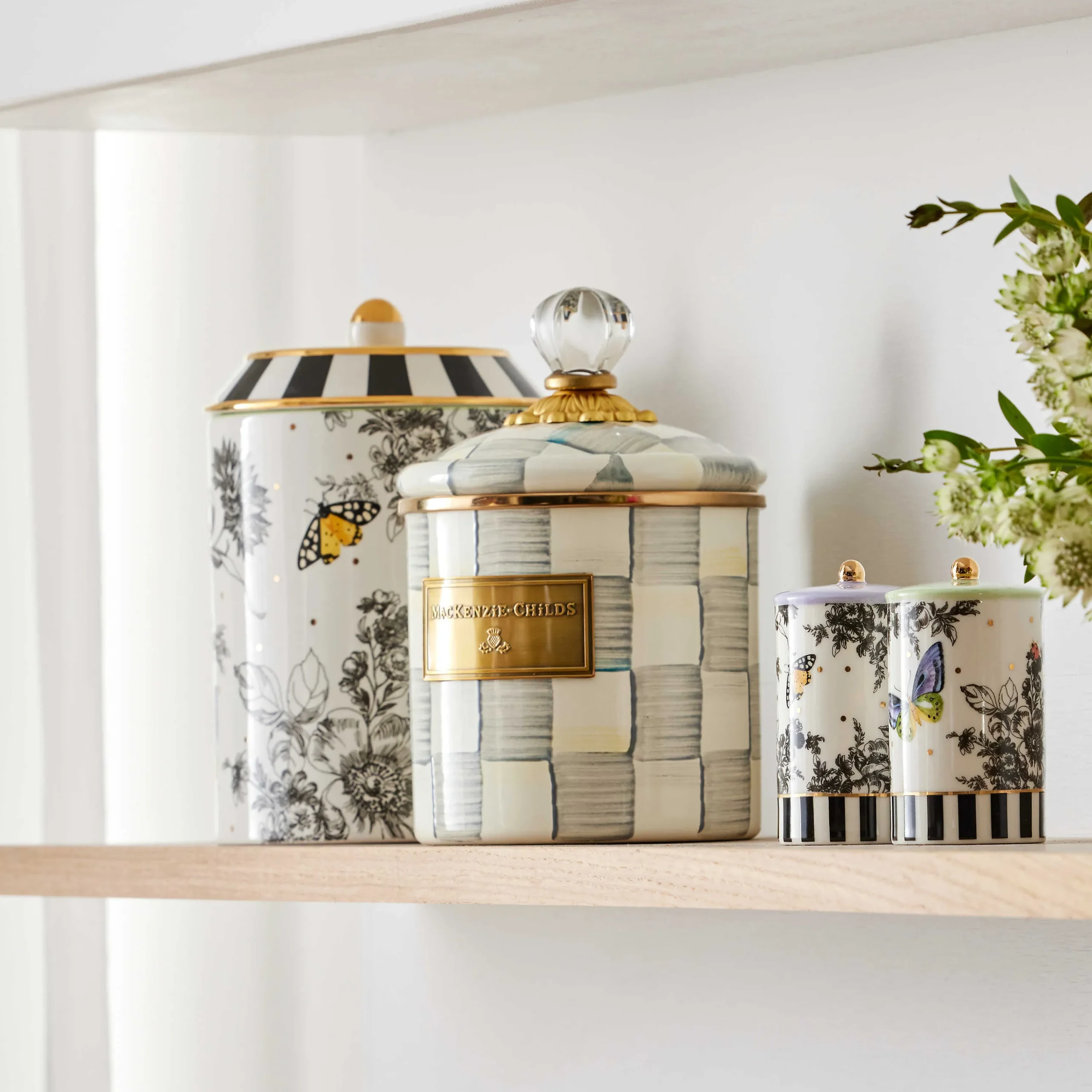 MacKenzie-Childs Room Accents|Kitchen Storage & Organization<Sterling Check Small Canister