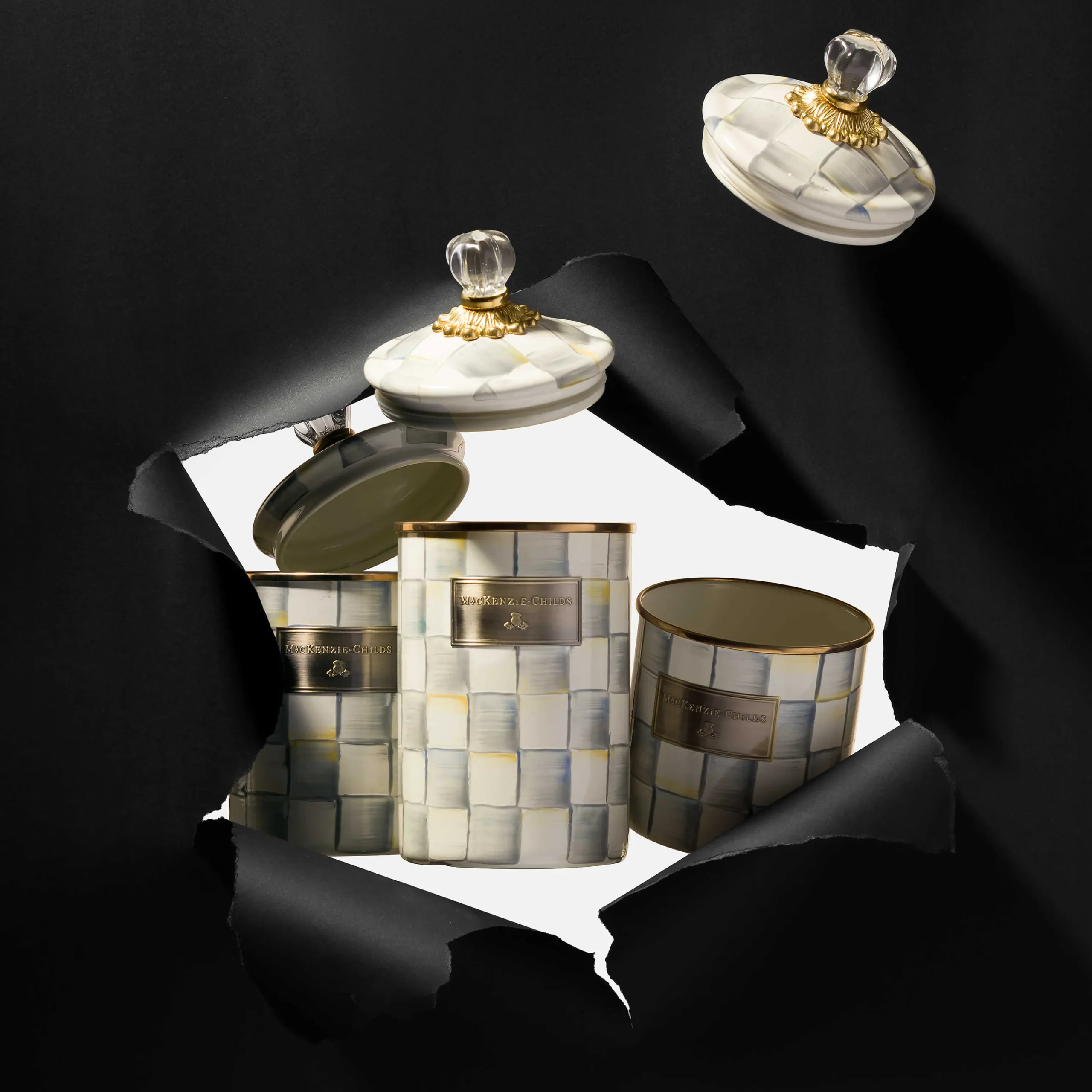 MacKenzie-Childs Room Accents|Kitchen Storage & Organization<Sterling Check Small Canister