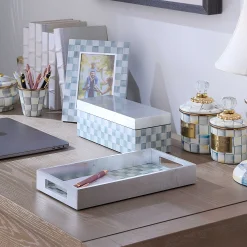 MacKenzie-Childs Room Accents<Sterling Check Small Lacquer Decorative Box with Hinged Lid