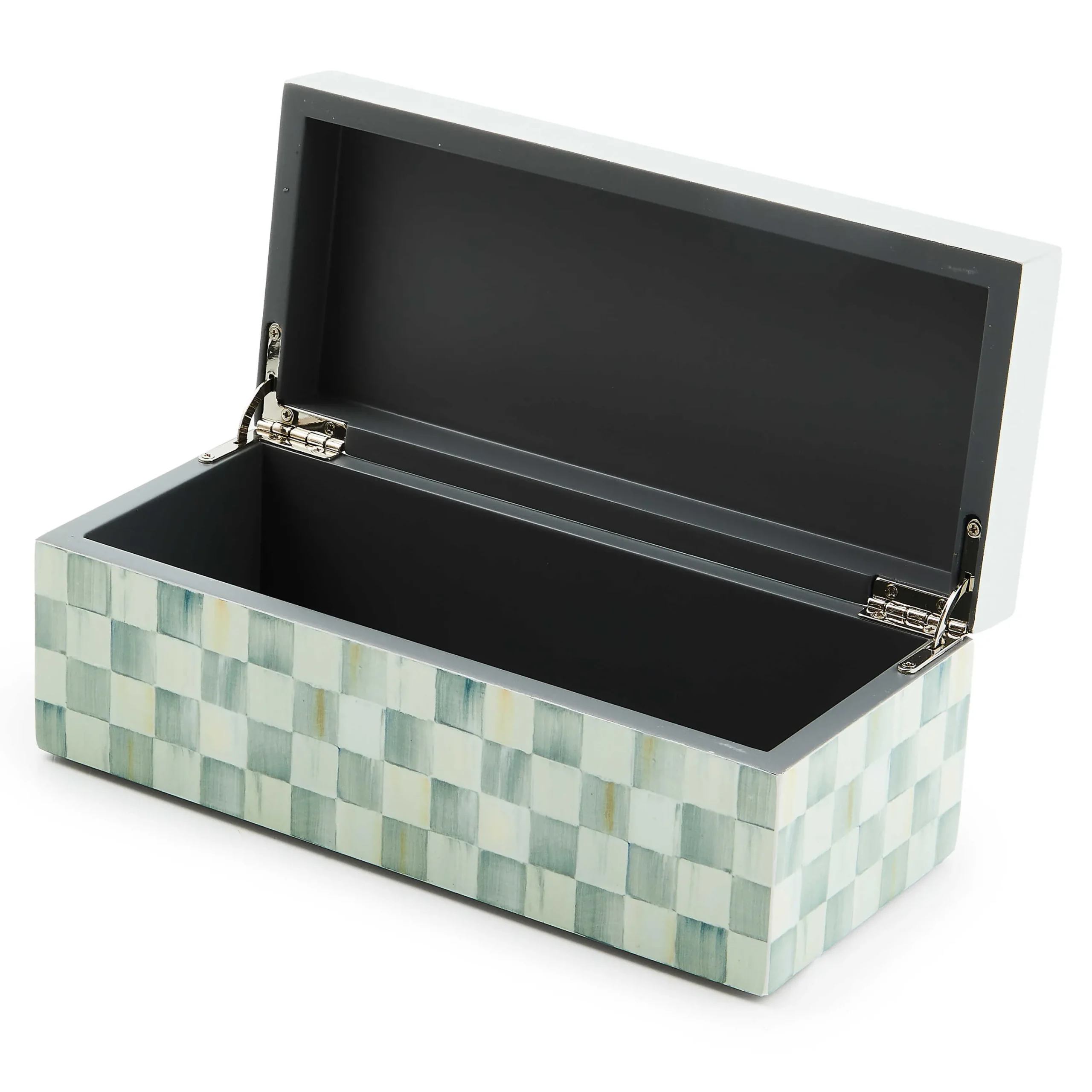 MacKenzie-Childs Room Accents<Sterling Check Small Lacquer Decorative Box with Hinged Lid