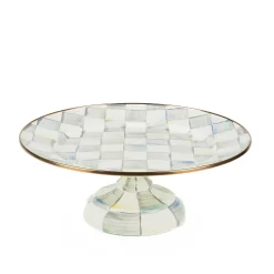 MacKenzie-Childs Serveware<Sterling Check Small Pedestal Platter