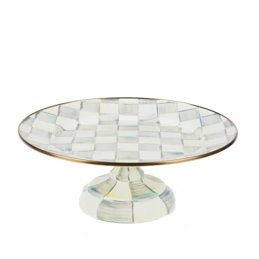 MacKenzie-Childs Serveware<Sterling Check Small Pedestal Platter