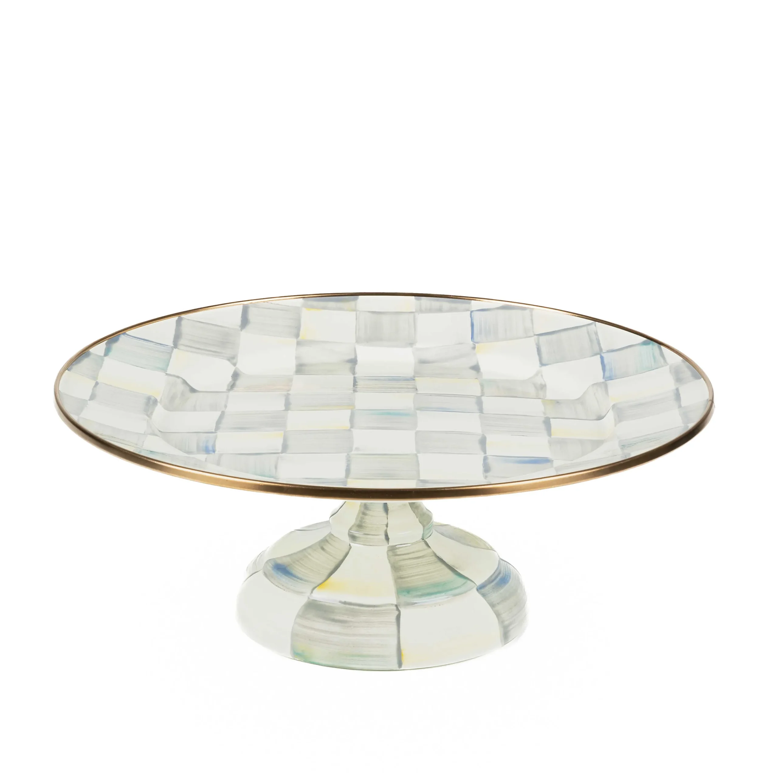 MacKenzie-Childs Serveware<Sterling Check Small Pedestal Platter