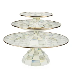 MacKenzie-Childs Serveware<Sterling Check Small Pedestal Platter