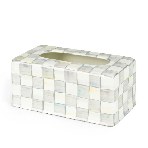 MacKenzie-Childs Bath & Bath Accessories|Room Accents<Sterling Check Standard Tissue Box Cover
