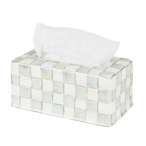 MacKenzie-Childs Bath & Bath Accessories|Room Accents<Sterling Check Standard Tissue Box Cover
