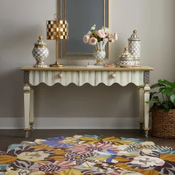 MacKenzie-Childs Storage Furniture|Living Room<Sterling Check  Stripe Console Table
