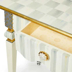 MacKenzie-Childs Storage Furniture|Living Room<Sterling Check  Stripe Console Table