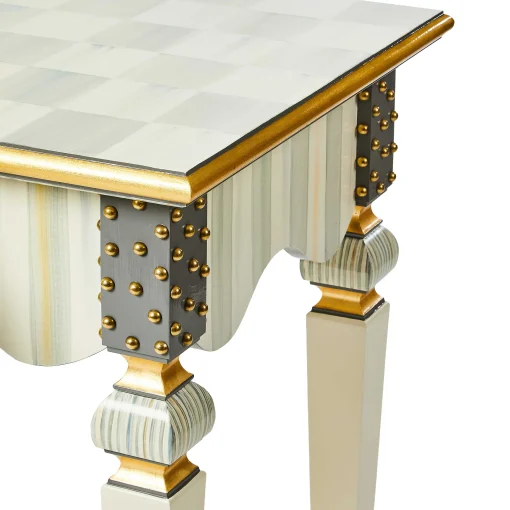 MacKenzie-Childs Storage Furniture|Living Room<Sterling Check  Stripe Console Table