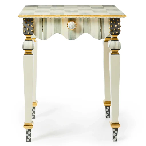 MacKenzie-Childs Living Room<Sterling Check  Stripe Side Table