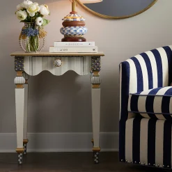 MacKenzie-Childs Living Room<Sterling Check  Stripe Side Table